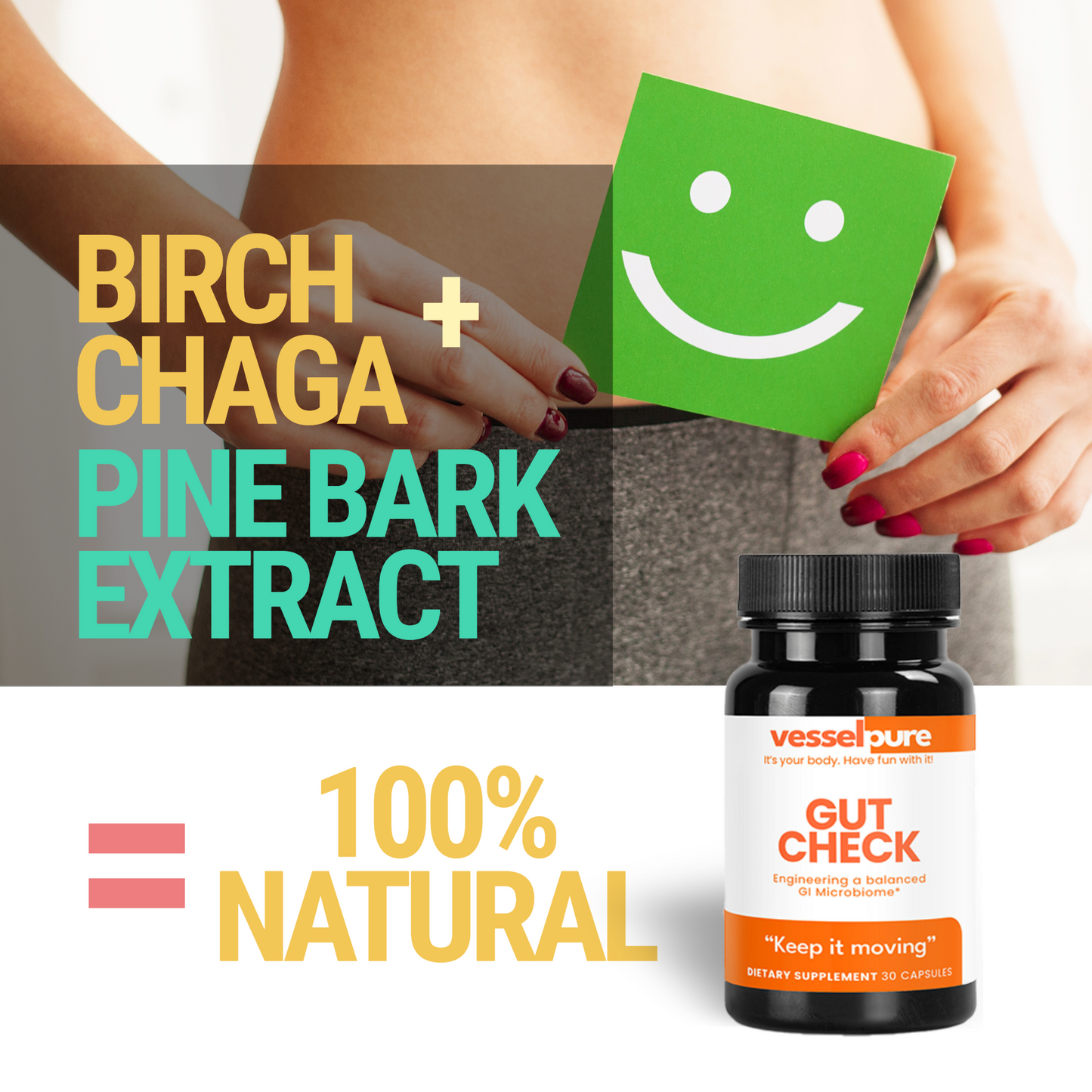 Birch Chaga & Pine Bark Extract Gut Health Capsules Supports Digestion Bloating Relief Microbiome Balance