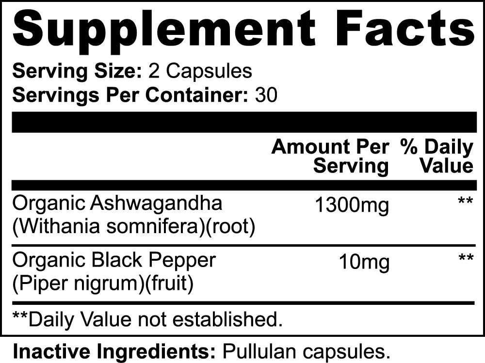 Organic Ashwagandha with Black Pepper - Vessel Pure