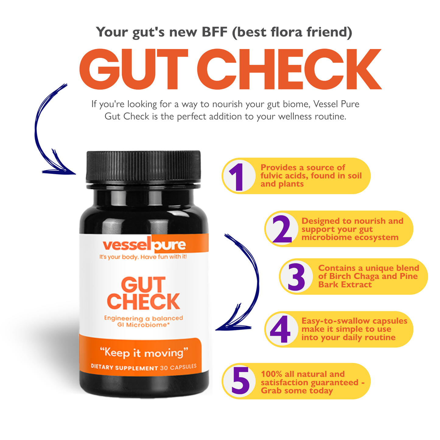 Birch Chaga & Pine Bark Extract Gut Health Capsules Supports Digestion Bloating Relief Microbiome Balance